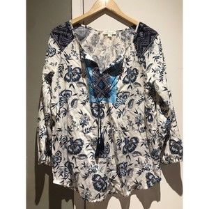 EUC beachlunchlounge bohemian cover up relaxed fit blouse with tassels xs Fits M